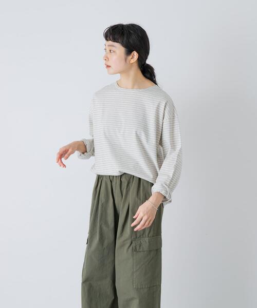 かぐれ（カグレ）の「ナローボーダーロングカットソー（Tシャツ/カットソー・レディース・ブラック/オフホワイト・FREE）」の12枚目の写真
