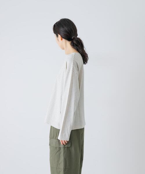 かぐれ（カグレ）の「ナローボーダーロングカットソー（Tシャツ/カットソー・レディース・ブラック/オフホワイト・FREE）」の16枚目の写真