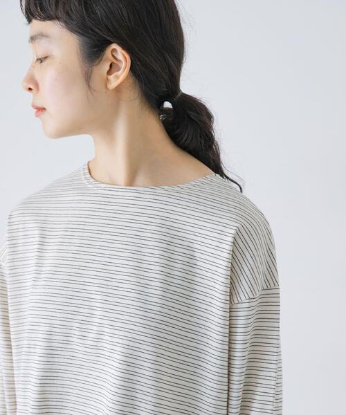 かぐれ（カグレ）の「ナローボーダーロングカットソー（Tシャツ/カットソー・レディース・ブラック/オフホワイト・FREE）」の18枚目の写真
