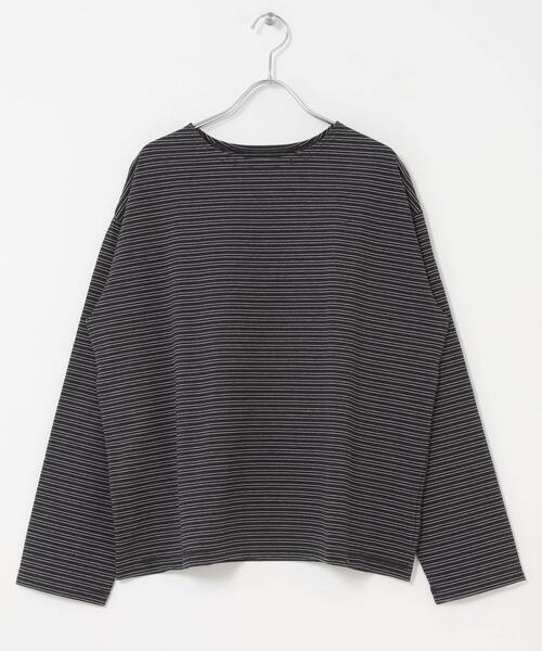 かぐれ（カグレ）の「ナローボーダーロングカットソー（Tシャツ/カットソー・レディース・ブラック/オフホワイト・FREE）」の3枚目の写真