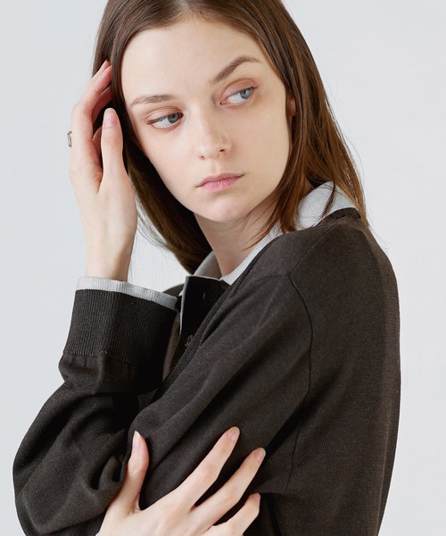 SOCCE(ソーシー)の「ルーズシルエットフェイクレイヤード長袖ニットポロシャツ(ポロシャツ・メンズ・ブラック/ダークブラウン/チャコール・XL/L/M/S)」の19枚目の写真