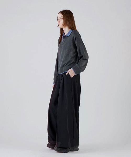 SOCCE(ソーシー)の「ルーズシルエットフェイクレイヤード長袖ニットポロシャツ(ポロシャツ・メンズ・ブラック/ダークブラウン/チャコール・XL/L/M/S)」の10枚目の写真