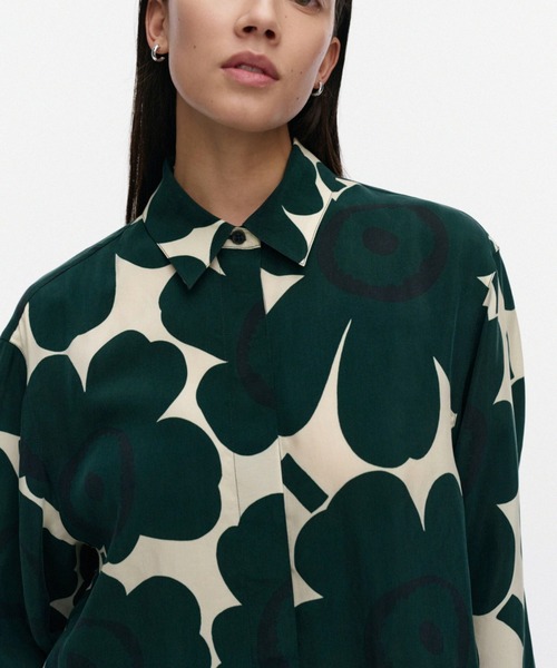 marimekko（マリメッコ）の「Sh Jarki Unikko / Shirt（シャツ/ブラウス・レディース・グリーン・34/36/38）」の4枚目の写真
