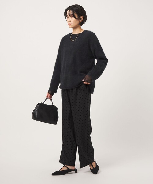 green label relaxing（グリーンレーベルリラクシング）の「［size SHORT/TALLあり］キモウ ドット ニーハイフレアパンツ（その他パンツ・レディース・ネイビー/ブラック・42/38/36/40/34/SHORT/TALL/44）」の9枚目の写真