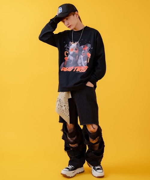 SIDEWAY STANCE（サイドウェイスタンス）の「【SIDEWAY STANCE】ベビードッグ 長袖Tシャツ（Tシャツ/カットソー・メンズ・ブラック/ホワイト・SMALL/MEDIUM/LARGE/X-LARGE）」の7枚目の写真
