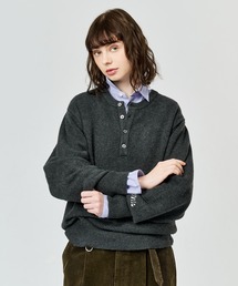 BRUSHED HENLEY NECK KNIT / ブラッシュドヘンリーネックニット