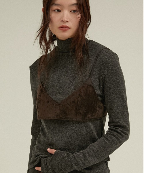 LA PEAU DE GEM(ラポドゥジェム)の「ベロアリバーシブルビスチェ / 【 LA PEAU DE GEM 】 velor reversible bustier(シャツ/ブラウス・レディース・ホワイト/ブラック/ブラウン・FREE)」の3枚目の写真