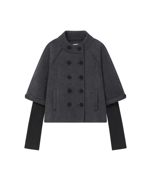 Miseki SEOUL(ミセキソウル)の「Double button layered short coat CHARCOAL(チェスターコート・レディース・その他・1/2)」の2枚目の写真