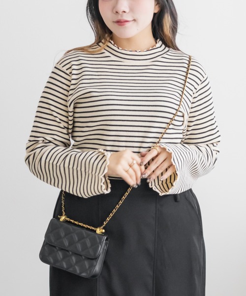 CLETTE(クレット)の「プチハイネックフレアスリーブプルオーバー(Tシャツ/カットソー・レディース・その他/アイボリー/ブラック・3L/4L/LL)」の12枚目の写真