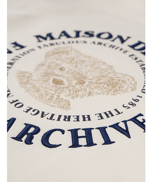 FABULOUS ARCHIVE（ファビュラスアーカイブ）の「[キモ選択]ウィメンズクロップベアフレンズエンボス刺繍マンツーマンクリームネイビー(FCB3TS355W)（スウェット・レディース・クリーム・MEDIUM/LARGE/M/L）」の4枚目の写真