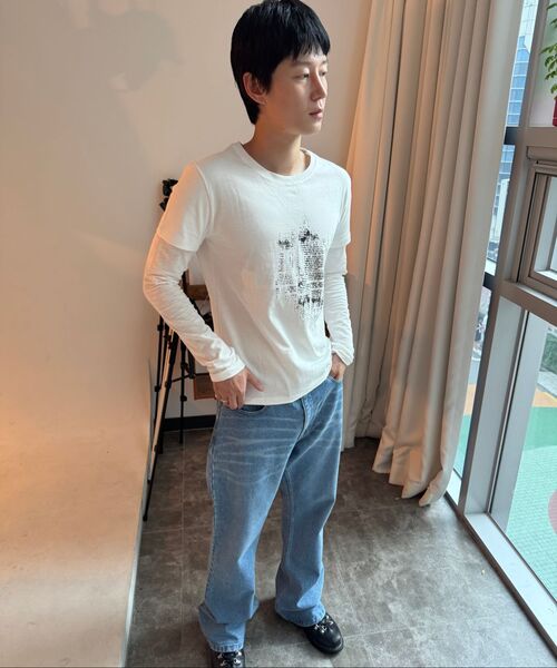 BLUESUNFLOWER(ブルーサンフラワー)の「レイヤードグラフィックTシャツ_ホワイト(Tシャツ/カットソー・レディース・その他・2/1)」の5枚目の写真