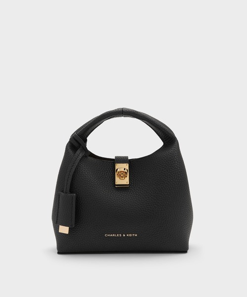 CHARLES & KEITH(チャールズ & キース)の「Chance ミニチャンス ターンロック バケットバッグ(ショルダーバッグ・レディース・チョコ/ピンク系その他3/ブラック・S)」の5枚目の写真