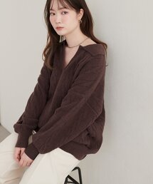 ケーブルニットスキッパー