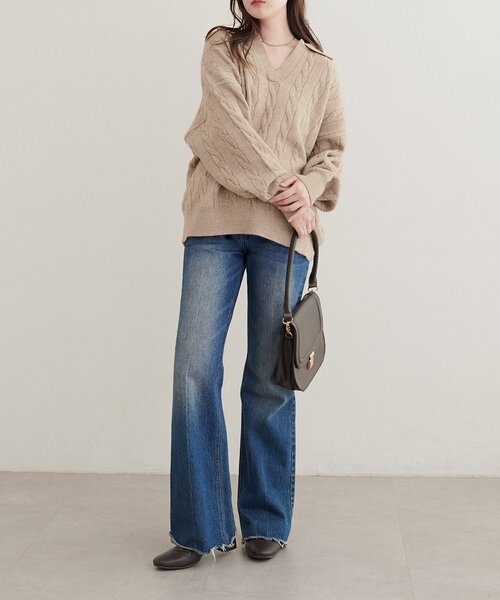 natural couture(ナチュラルクチュール)の「ケーブルニットスキッパー(ニット/セーター・レディース・チャコールグレー/ブラウン/アイボリー/モカ・FREE)」の13枚目の写真
