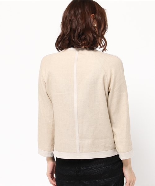 FIGARO Paris（フィガロパリ）の「リネンキャンバス ノーカラージャケット◆（ノーカラージャケット・レディース・アイボリー/カーキ・36/38）」の5枚目の写真