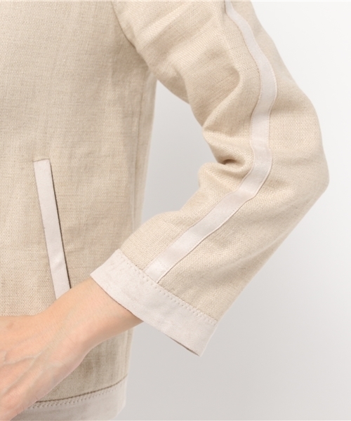 FIGARO Paris（フィガロパリ）の「リネンキャンバス ノーカラージャケット◆（ノーカラージャケット・レディース・アイボリー/カーキ・36/38）」の7枚目の写真