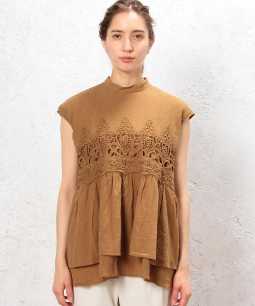 green label relaxing(グリーンレーベルリラクシング)の「CB C ヨウリュウ モチーフレース N/SL ブラウス◆(シャツ/ブラウス・レディース・オフホワイト/ブラウン/ネイビー・FREE)」の16枚目の写真