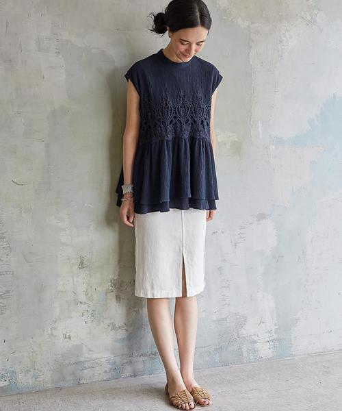 green label relaxing(グリーンレーベルリラクシング)の「CB C ヨウリュウ モチーフレース N/SL ブラウス◆(シャツ/ブラウス・レディース・オフホワイト/ブラウン/ネイビー・FREE)」の17枚目の写真