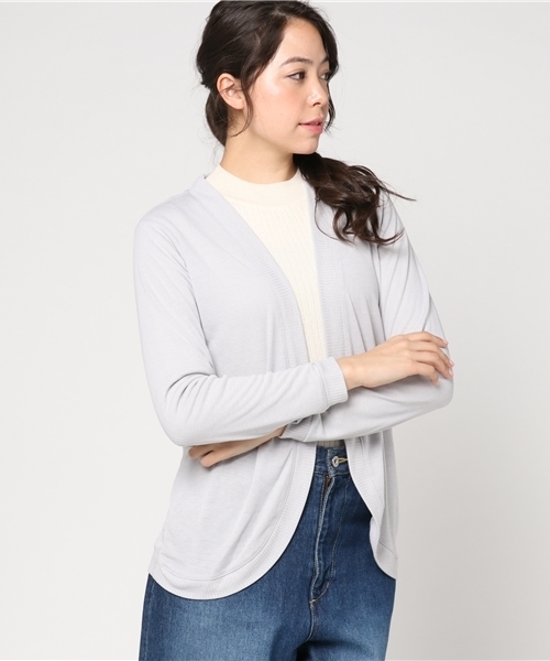 Honeys（ハニーズ）の「ラウンドカーディガン（カーディガン/ボレロ・レディース・ネイビー/イエロー/オレンジ/ブラック/オフホワイト/グレー/ピンク・M/L/LL）」の4枚目の写真