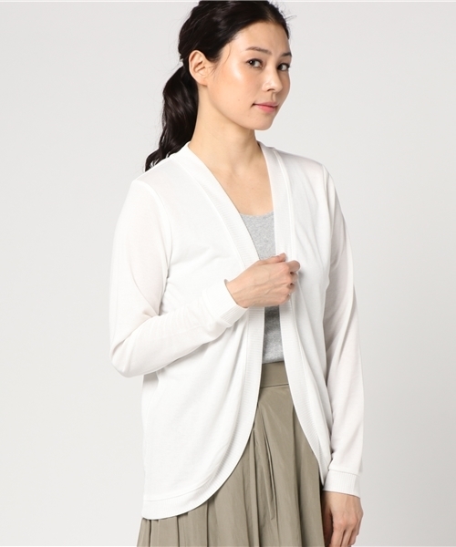 Honeys（ハニーズ）の「ラウンドカーディガン（カーディガン/ボレロ・レディース・ネイビー/イエロー/オレンジ/ブラック/オフホワイト/グレー/ピンク・M/L/LL）」の2枚目の写真