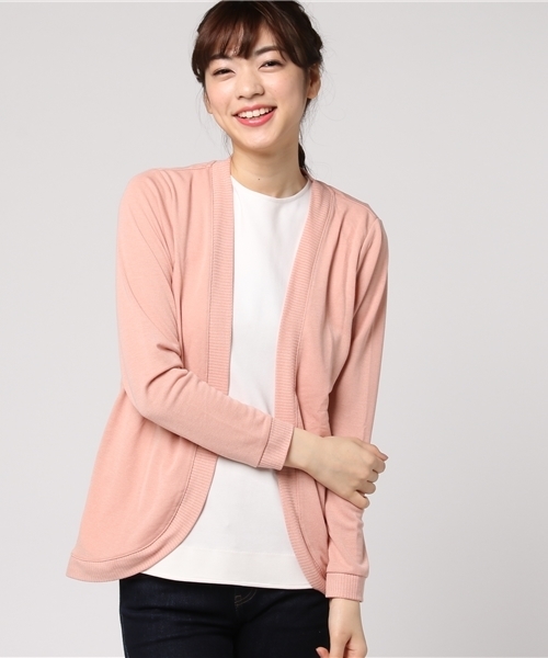 Honeys（ハニーズ）の「ラウンドカーディガン（カーディガン/ボレロ・レディース・ネイビー/イエロー/オレンジ/ブラック/オフホワイト/グレー/ピンク・M/L/LL）」の6枚目の写真