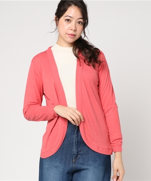 Honeys（ハニーズ）の「ラウンドカーディガン（カーディガン/ボレロ・レディース・ネイビー/イエロー/オレンジ/ブラック/オフホワイト/グレー/ピンク・M/L/LL）」の7枚目の写真