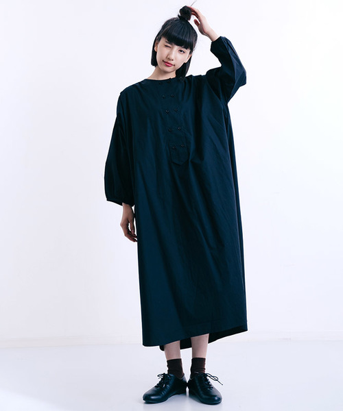 MERLOT（メルロー）の「ダブルボタンパフスリーブシャツワンピース7143（シャツワンピース・レディース・ブラック/カーキ・FREE）」の10枚目の写真