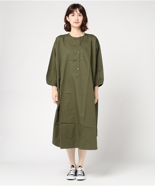 MERLOT（メルロー）の「ダブルボタンパフスリーブシャツワンピース7143（シャツワンピース・レディース・ブラック/カーキ・FREE）」の3枚目の写真