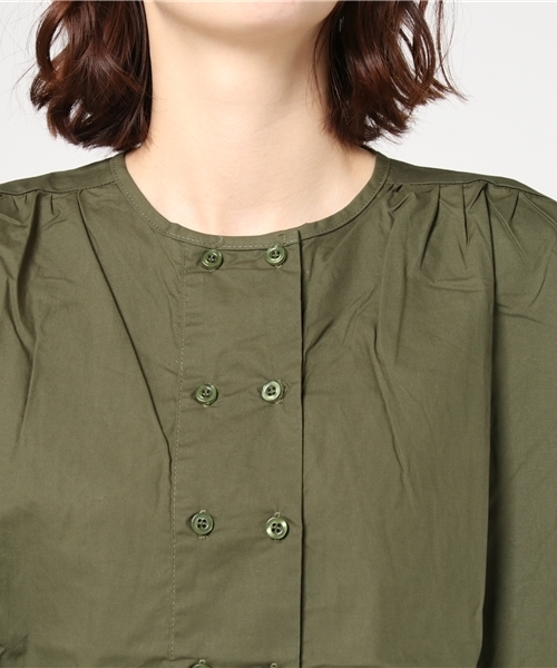 MERLOT（メルロー）の「ダブルボタンパフスリーブシャツワンピース7143（シャツワンピース・レディース・ブラック/カーキ・FREE）」の6枚目の写真