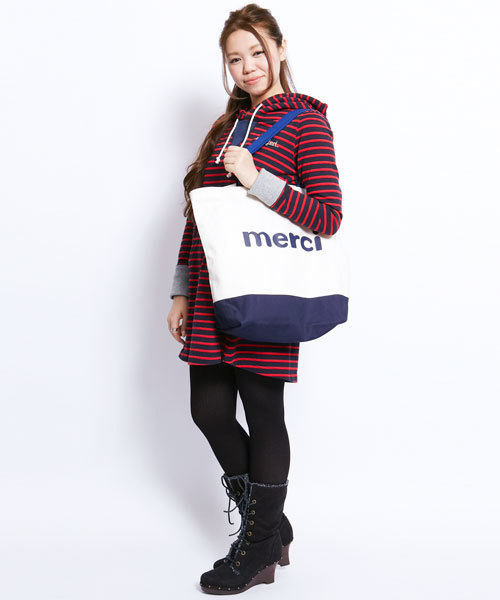 MILKFED.（ミルクフェド）の「BI COLOR BIG ECO BAG（トートバッグ・レディース・ブラック/ネイビー/ライトパープル/レッド・ONE SIZE）」の6枚目の写真