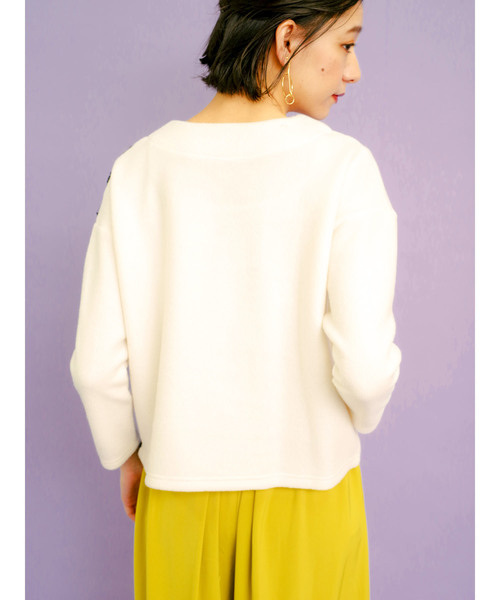 TEVALT(ヴァレット)の「<Titilate valet> カラーポイント Vネック パッチワークトップス(ニット/セーター・レディース・ホワイト/チャコールグレー/ネイビー・38)」の11枚目の写真