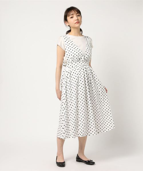 SpRay(スプレイ)の「【WEB限定】ドットBACKリボンジャンパースカート(ワンピース・レディース・ブラック/ネイビー/オフホワイト・FREE)」の6枚目の写真