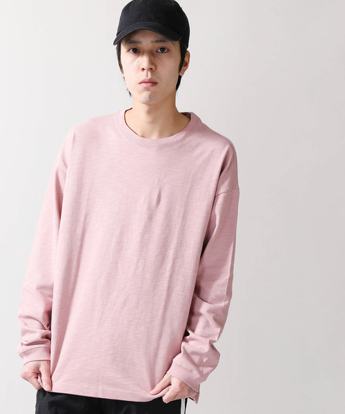 WEGO(ウィゴー)の「WEGO/ヘビースラブビッグシルエットロングカットソー(Tシャツ/カットソー・メンズ・ホワイト/ブラック/サックスブルー/ライトピンク・LARGE/MEDIUM/SMALL)」の4枚目の写真