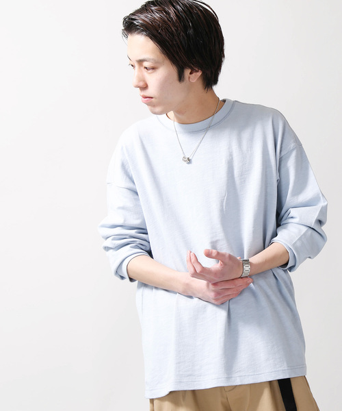 WEGO(ウィゴー)の「WEGO/ヘビースラブビッグシルエットロングカットソー(Tシャツ/カットソー・メンズ・ホワイト/ブラック/サックスブルー/ライトピンク・LARGE/MEDIUM/SMALL)」の3枚目の写真