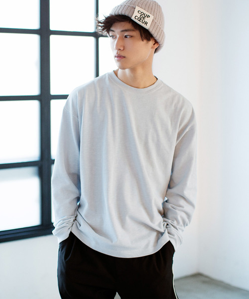 WEGO(ウィゴー)の「WEGO/ヘビースラブビッグシルエットロングカットソー(Tシャツ/カットソー・メンズ・ホワイト/ブラック/サックスブルー/ライトピンク・LARGE/MEDIUM/SMALL)」の5枚目の写真