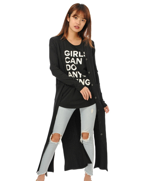 Duras デュラス の リブサイドスリットロングカーデ カーディガン ボレロ Wear