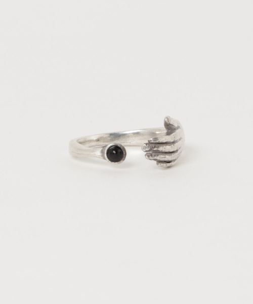 TIME（タイム）の「TIME タイム / Hand Stone Ring(SILVER) ハンドストーンリング / TIME-R-004SV（リング・メンズ・ブラック/ターコイズブルー・FREE）」の3枚目の写真