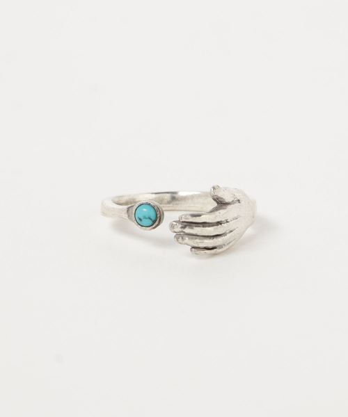 TIME（タイム）の「TIME タイム / Hand Stone Ring(SILVER) ハンドストーンリング / TIME-R-004SV（リング・メンズ・ブラック/ターコイズブルー・FREE）」の5枚目の写真