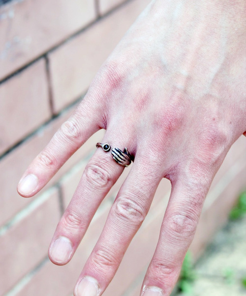 TIME（タイム）の「TIME タイム / Hand Stone Ring(SILVER) ハンドストーンリング / TIME-R-004SV（リング・メンズ・ブラック/ターコイズブルー・FREE）」の6枚目の写真
