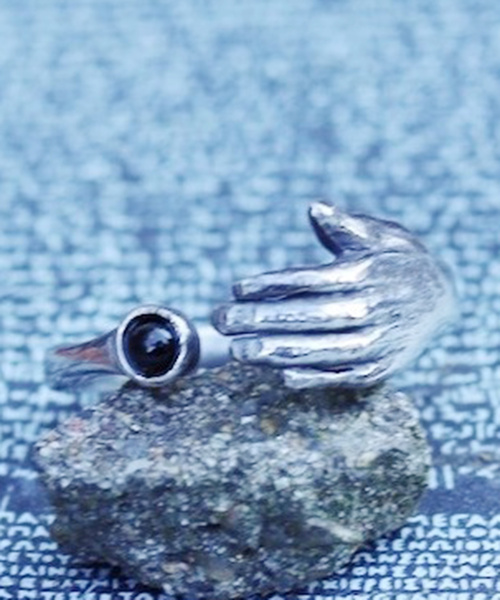 TIME（タイム）の「TIME タイム / Hand Stone Ring(SILVER) ハンドストーンリング / TIME-R-004SV（リング・メンズ・ブラック/ターコイズブルー・FREE）」の8枚目の写真