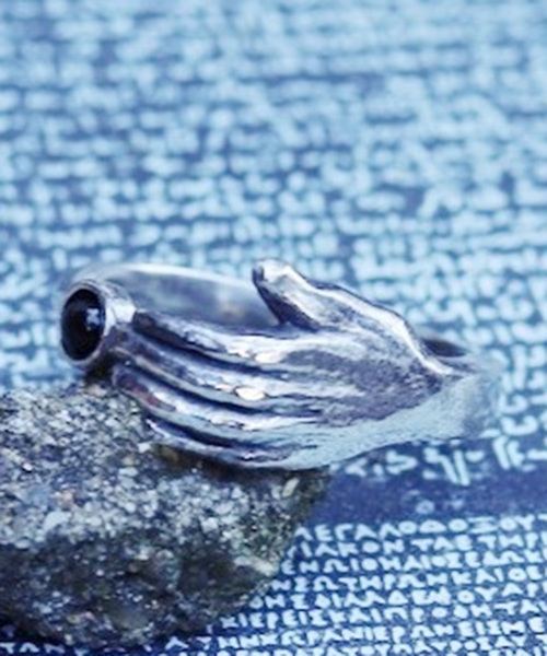 TIME（タイム）の「TIME タイム / Hand Stone Ring(SILVER) ハンドストーンリング / TIME-R-004SV（リング・メンズ・ブラック/ターコイズブルー・FREE）」の9枚目の写真