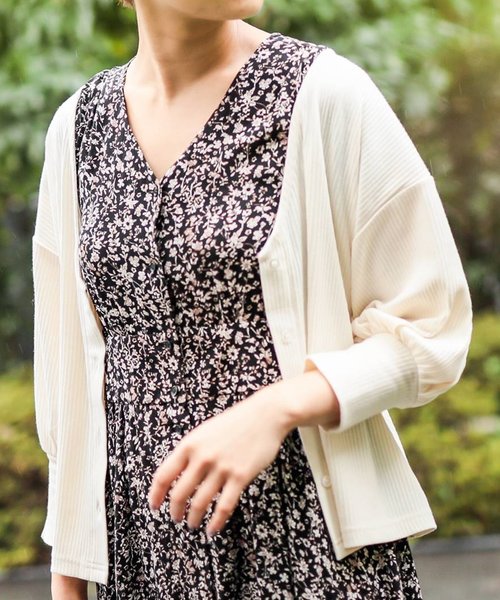 CIAOPANIC（チャオパニック）の「リブカットカーディガン（カーディガン/ボレロ・レディース・ブラック/イエロー/アイボリー・FREE）」の2枚目の写真