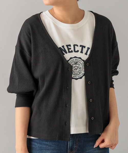 CIAOPANIC（チャオパニック）の「リブカットカーディガン（カーディガン/ボレロ・レディース・ブラック/イエロー/アイボリー・FREE）」の3枚目の写真