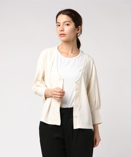 CIAOPANIC（チャオパニック）の「リブカットカーディガン（カーディガン/ボレロ・レディース・ブラック/イエロー/アイボリー・FREE）」の7枚目の写真