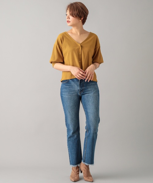 CIAOPANIC（チャオパニック）の「リブカットカーディガン（カーディガン/ボレロ・レディース・ブラック/イエロー/アイボリー・FREE）」の6枚目の写真