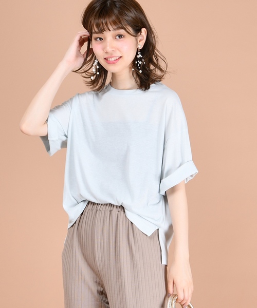 natural couture(ナチュラルクチュール)の「ゆるビックTシャツ(Tシャツ/カットソー・レディース・その他12/ブラウン/ライトベージュ/ミント・FREE)」の4枚目の写真