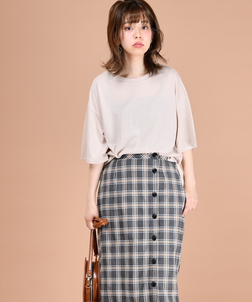 natural couture(ナチュラルクチュール)の「ゆるビックTシャツ(Tシャツ/カットソー・レディース・その他12/ブラウン/ライトベージュ/ミント・FREE)」の9枚目の写真