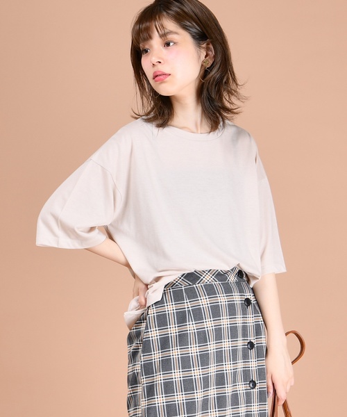 natural couture(ナチュラルクチュール)の「ゆるビックTシャツ(Tシャツ/カットソー・レディース・その他12/ブラウン/ライトベージュ/ミント・FREE)」の10枚目の写真