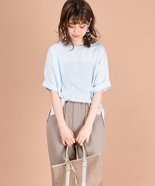 natural couture(ナチュラルクチュール)の「ゆるビックTシャツ(Tシャツ/カットソー・レディース・その他12/ブラウン/ライトベージュ/ミント・FREE)」の12枚目の写真
