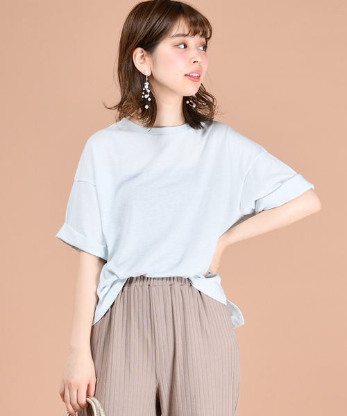natural couture(ナチュラルクチュール)の「ゆるビックTシャツ(Tシャツ/カットソー・レディース・その他12/ブラウン/ライトベージュ/ミント・FREE)」の13枚目の写真